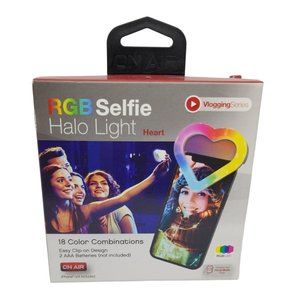 RGB Selfie Halo Vlogging Light - 18 Color Combinations, Easy Clip-On Soft Light